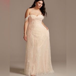 MELISSA SWEET floral beaded wedding dress with removable sleeves 22W